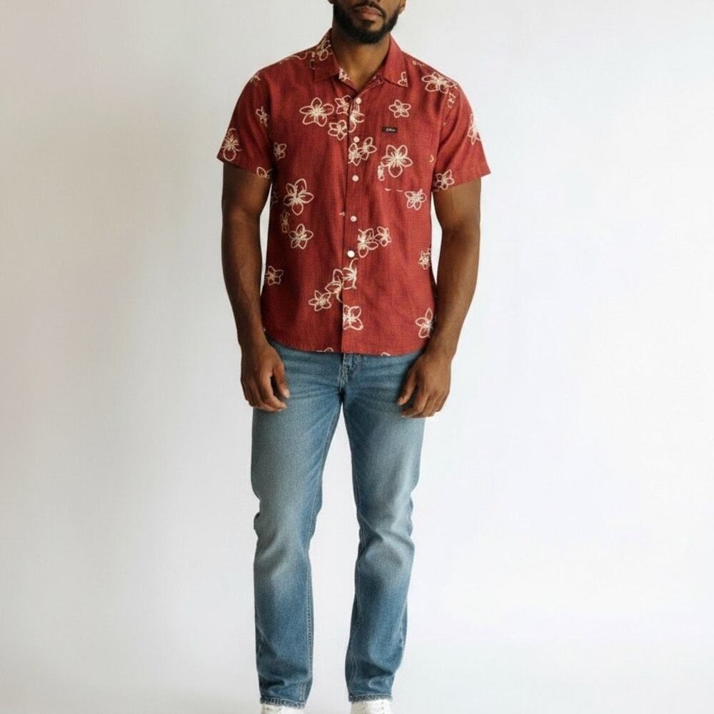 Vintage Chaps Ralph Lauren 100% Cotton Hawaiian Shirt XL Red Floral Aloha